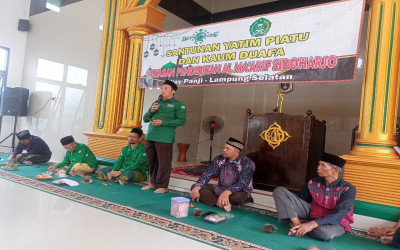 PCNU Palangkaraya Bersama YP Al-Maarif Sidoharjo Way Panji Gelar Kegiatan Santunan Anak Yatim